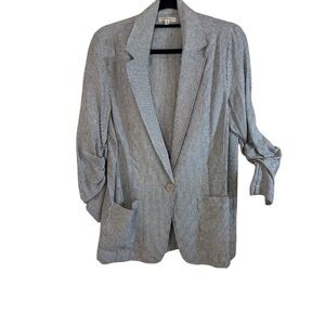Striped Black and White Women's Linen Blend Blazer